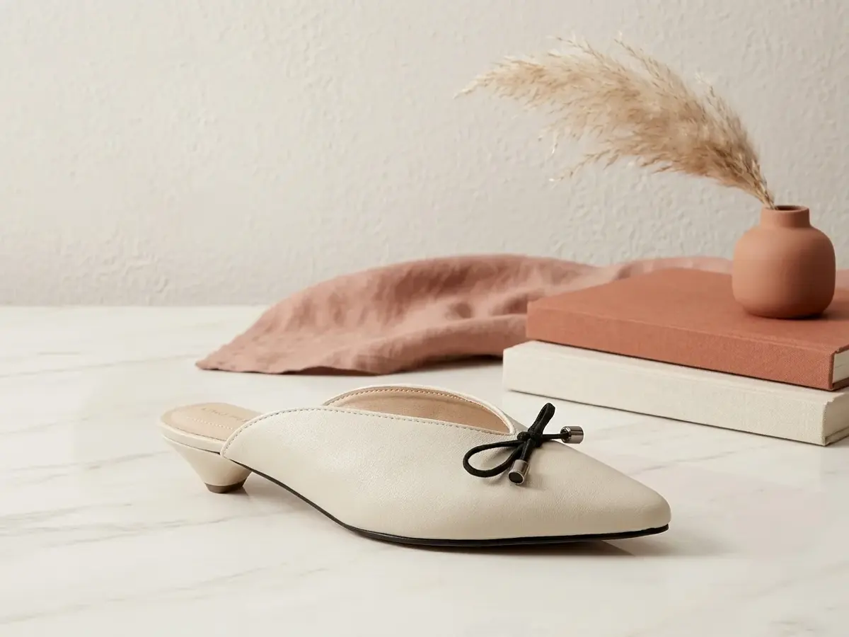 Riya Slip-On Mules — Ivory — view 3